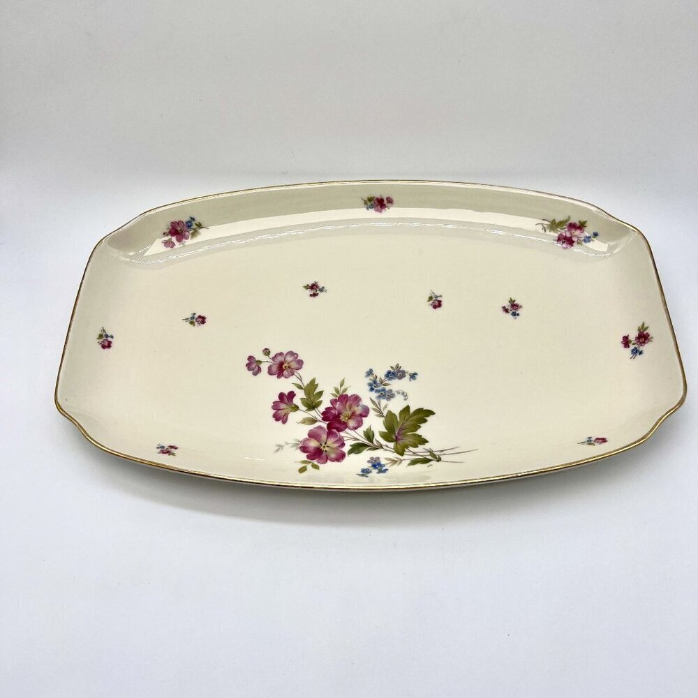 VTG Rosenthal Primrose Porcelain Floral Serving Platter Ivory Gold Trim Germany